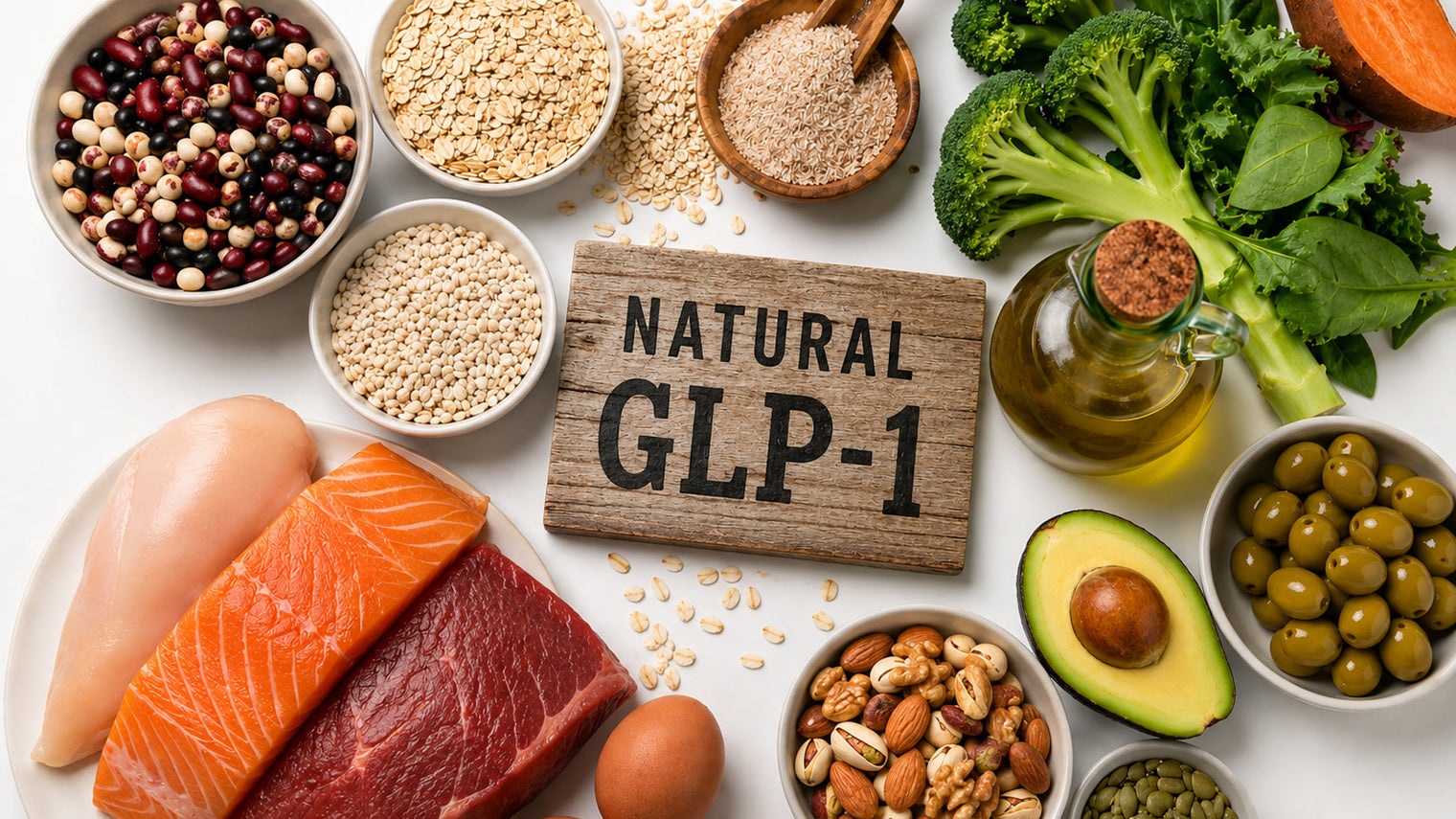 Fresh whole foods associated with natural GLP-1 support.